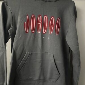 Nike Gray Hoodie with Red Jordan Logo